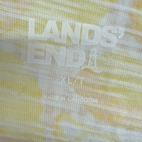 NWT Lands End Slub Jersey Tunic Swing Top Women XL Yellow Lemon Check 3/4 Sleeve - Picture 7 of 10